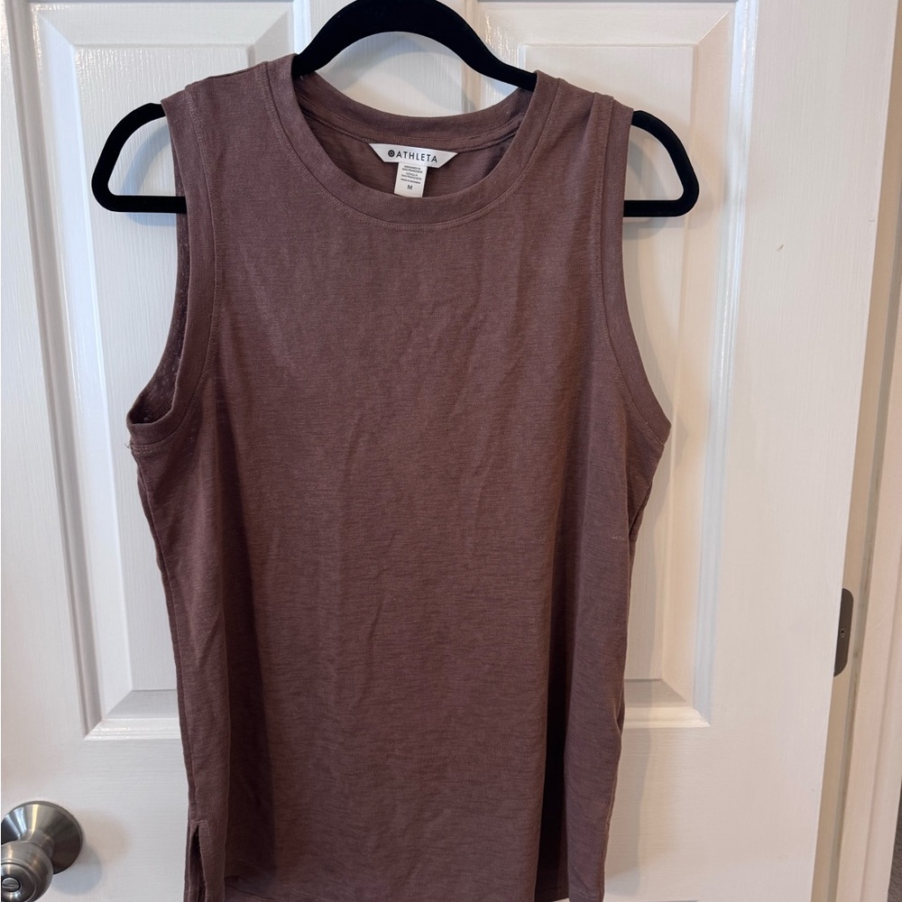 Athleta Brown Muscle Tee Relaxed Fit Knit